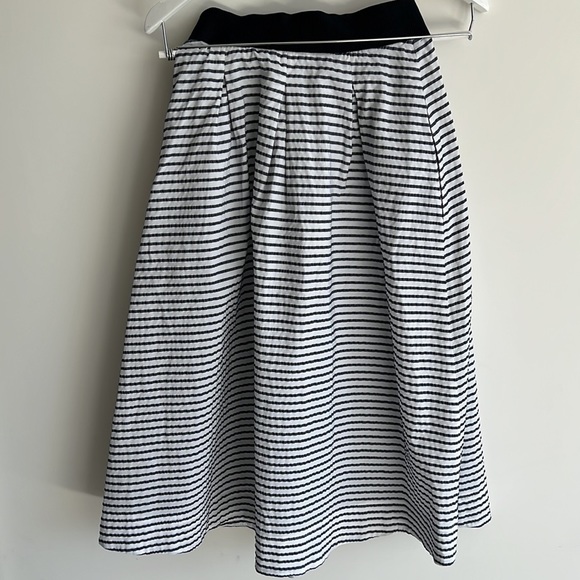 ANNA SERAVALLI Blue & White Striped Midi Skirt Sz 42  / 38 FR - Picture 4 of 9